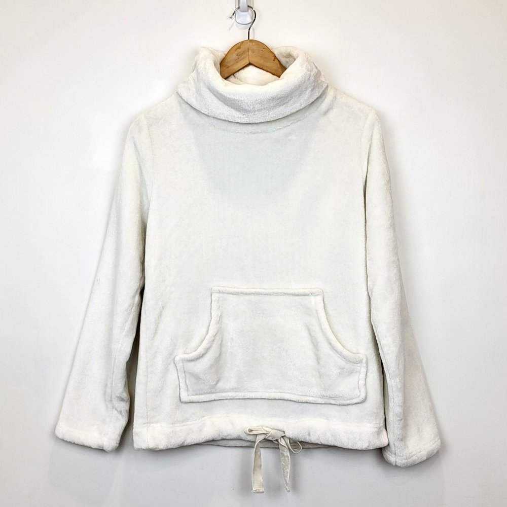 Fat Face White Plush Fleece Turtleneck Long Sleeve Sweater, Size 4, GUC